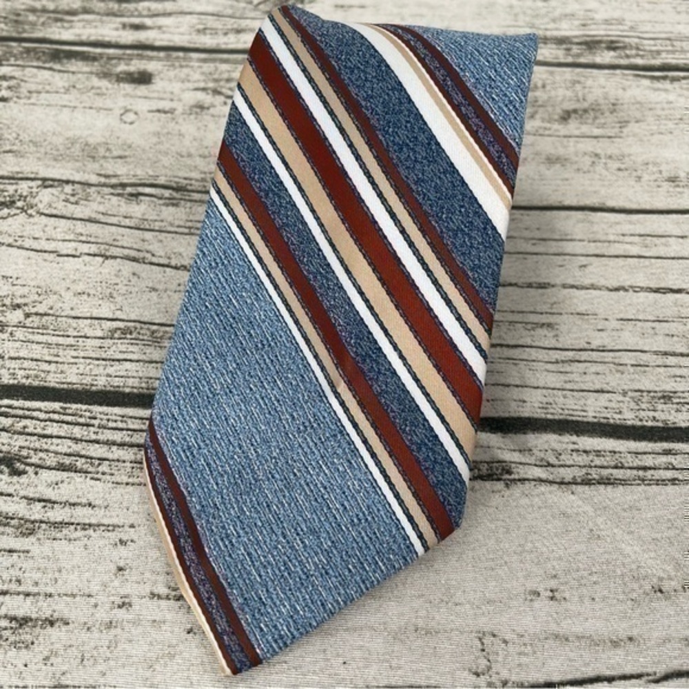 Sears VINTAGE The Men's Store, blues, reds, & white striped men’s tie